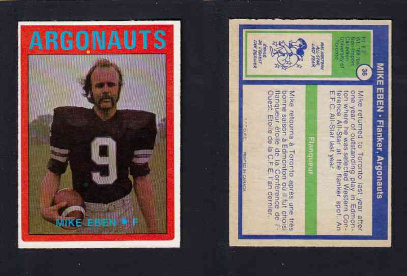 1972 CFL O-PEE-CHEE FOOTBALL CARD #36 M. EBEN photo