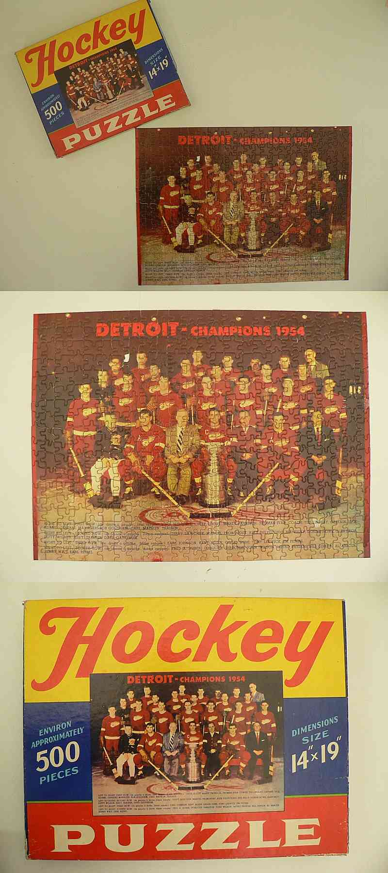 1954 DISPENSACO DETROIT RED WINGS PUZZLE & BOX photo