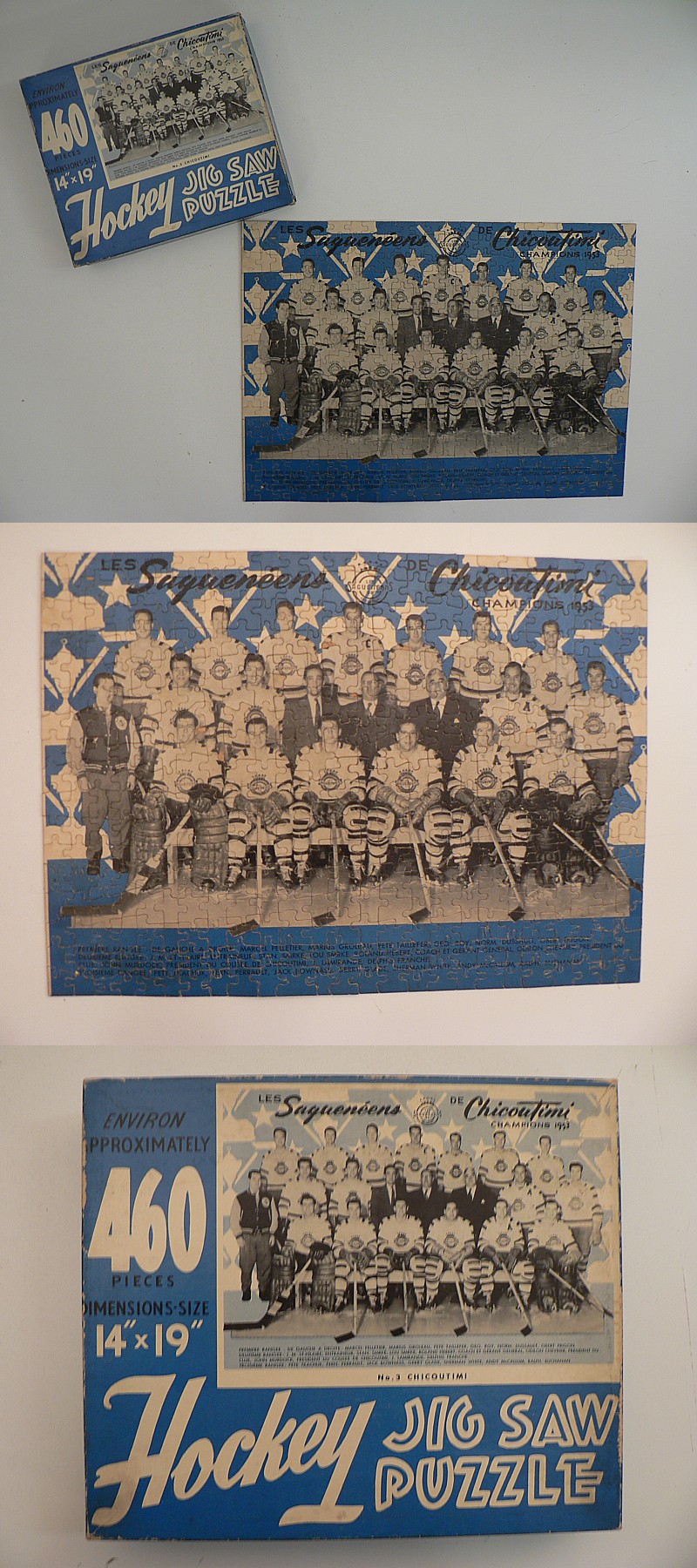 1953 JIGSAW CHICOUTIMI SAGUENEENS TEAM PUZZLE & BOX photo