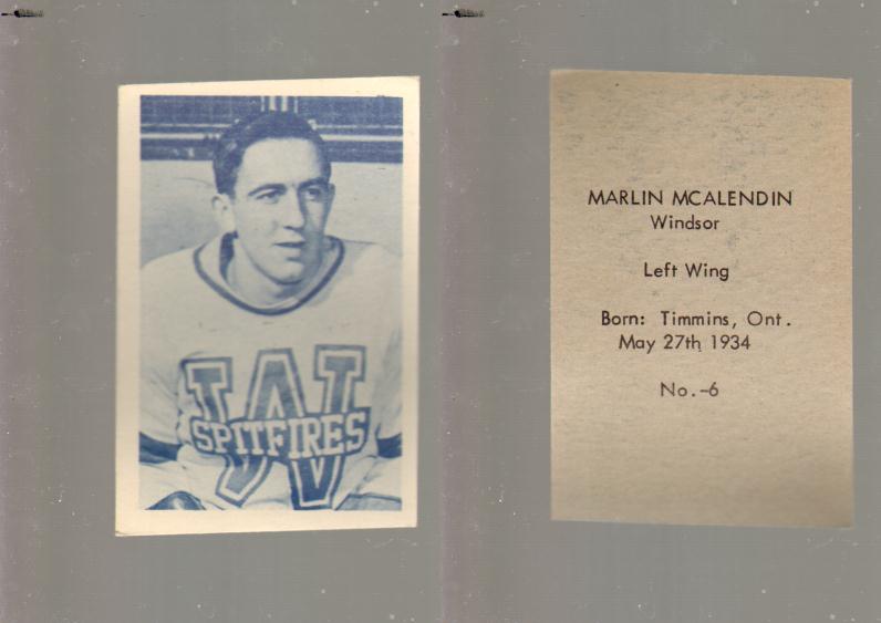 1952-53 OHL ANONYMOUS HOCKEY CARD #6 M. MCALENDIN photo 1952-53 OHL ANONYMOUS HOCKEY CARD #6 M. MCALENDIN photo