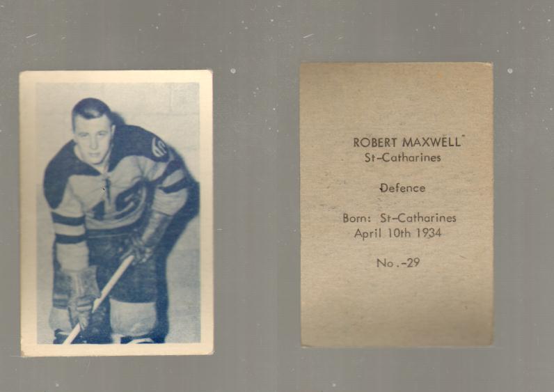 1952-53 OHL ANONYMOUS HOCKEY CARD #29 R. MAXWELL photo 1952-53 OHL ANONYMOUS HOCKEY CARD #29 R. MAXWELL photo