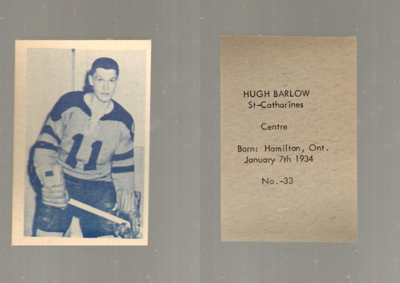 1952-53 OHL ANONYMOUS HOCKEY CARD #33 H. BARLOW photo 1952-53 OHL ANONYMOUS HOCKEY CARD #33 H. BARLOW photo