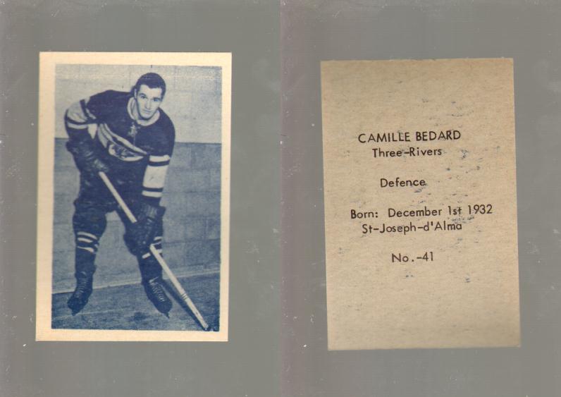 1952-53 OHL ANONYMOUS HOCKEY CARD #41 C. BÉDARD photo 1952-53 OHL ANONYMOUS HOCKEY CARD #41 C. BÉDARD photo