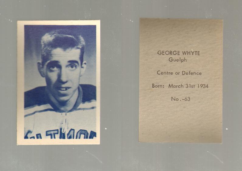 1952-53 OHL ANONYMOUS HOCKEY CARD #63 G. WHYTE photo 1952-53 OHL ANONYMOUS HOCKEY CARD #63 G. WHYTE photo