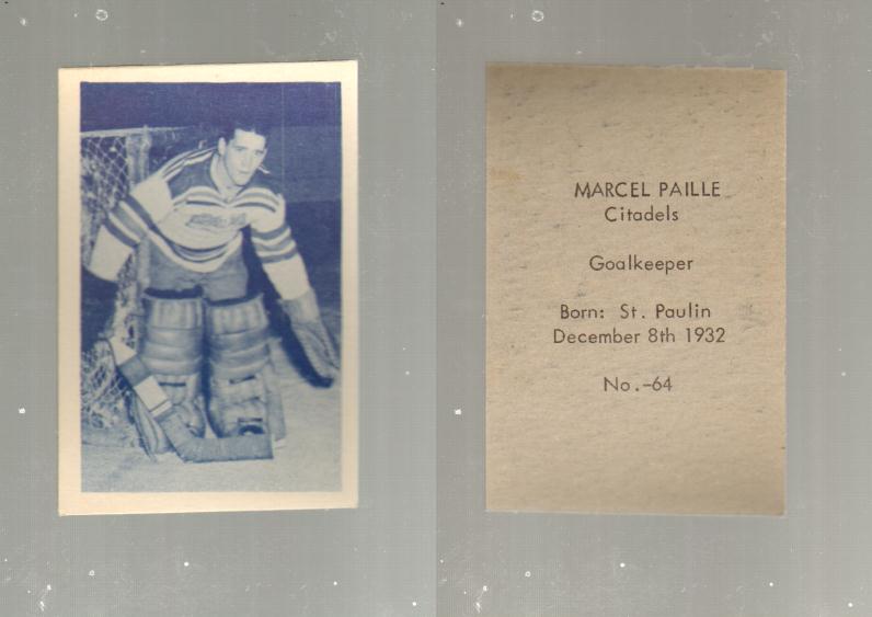 1952-53 OHL ANONYMOUS HOCKEY CARD #64 M. PAILLE photo 1952-53 OHL ANONYMOUS HOCKEY CARD #64 M. PAILLE photo
