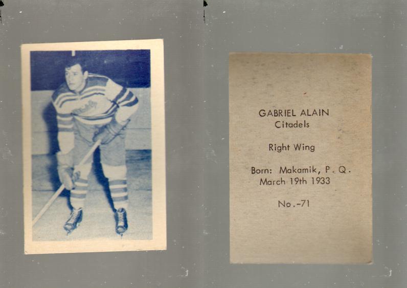 1952-53 OHL ANONYMOUS HOCKEY CARD #71 G. ALAIN photo 1952-53 OHL ANONYMOUS HOCKEY CARD #71 G. ALAIN photo