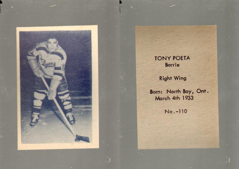 1952-53 OHL ANONYMOUS HOCKEY CARD #110 T. POETA photo 1952-53 OHL ANONYMOUS HOCKEY CARD #110 T. POETA photo
