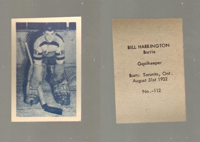 1952-53 OHL ANONYMOUS HOCKEY CARD #112 B. HARRINGTON photo 1952-53 OHL ANONYMOUS HOCKEY CARD #112 B. HARRINGTON photo
