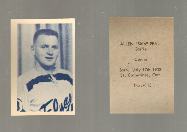 1952-53 OHL ANONYMOUS HOCKEY CARD #113 A. PEAL photo 1952-53 OHL ANONYMOUS HOCKEY CARD #113 A. PEAL photo