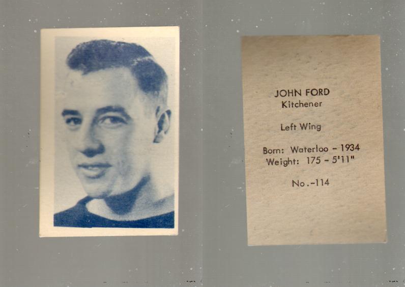 1952-53 OHL ANONYMOUS HOCKEY CARD #114 J. FORD photo 1952-53 OHL ANONYMOUS HOCKEY CARD #114 J. FORD photo