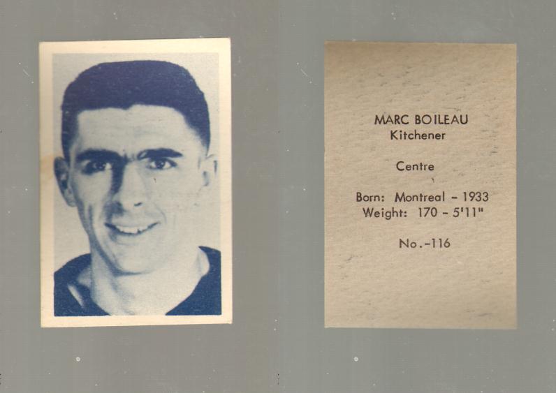1952-53 OHL ANONYMOUS HOCKEY CARD #116 M. BOILEAU photo 1952-53 OHL ANONYMOUS HOCKEY CARD #116 M. BOILEAU photo