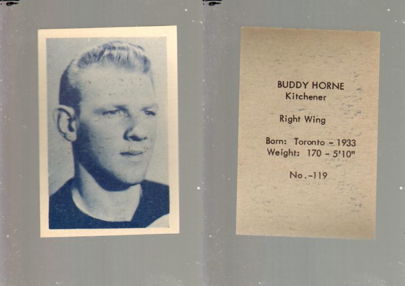 1952-53 OHL ANONYMOUS HOCKEY CARD #119 B. HORNE photo 1952-53 OHL ANONYMOUS HOCKEY CARD #119 B. HORNE photo