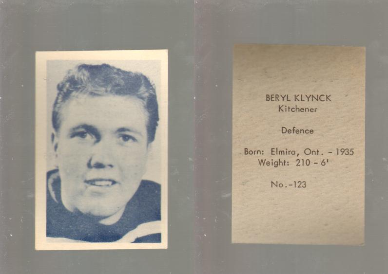 1952-53 OHL ANONYMOUS HOCKEY CARD #123 B. KLYNCK photo 1952-53 OHL ANONYMOUS HOCKEY CARD #123 B. KLYNCK photo