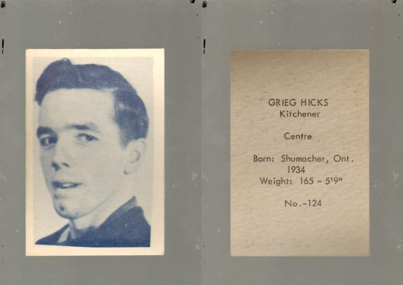 1952-53 OHL ANONYMOUS HOCKEY CARD #124 G. HICKS photo 1952-53 OHL ANONYMOUS HOCKEY CARD #124 G. HICKS photo