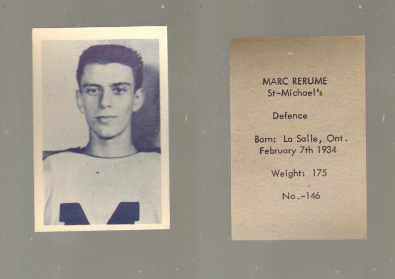 1952-53 OHL ANONYMOUS HOCKEY CARD #146 M. RERUME photo 1952-53 OHL ANONYMOUS HOCKEY CARD #146 M. RERUME photo