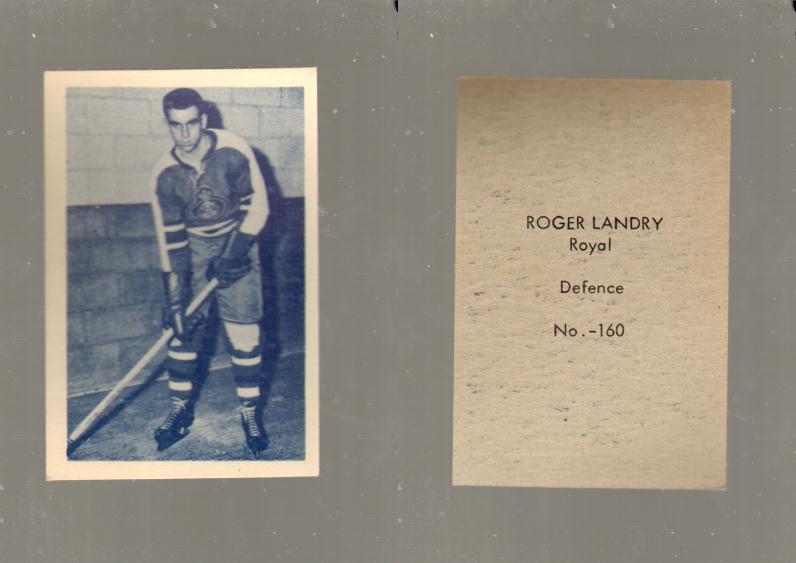 1952-53 OHL ANONYMOUS HOCKEY CARD #160 R. LANDRY photo 1952-53 OHL ANONYMOUS HOCKEY CARD #160 R. LANDRY photo