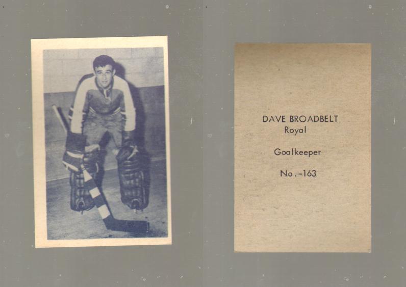 1952-53 OHL ANONYMOUS HOCKEY CARD #163 D. BROADBELT photo 1952-53 OHL ANONYMOUS HOCKEY CARD #163 D. BROADBELT photo