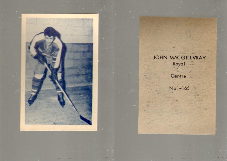 1952-53 OHL ANONYMOUS HOCKEY CARD #165 J. MACGILLVRAY photo 1952-53 OHL ANONYMOUS HOCKEY CARD #165 J. MACGILLVRAY photo