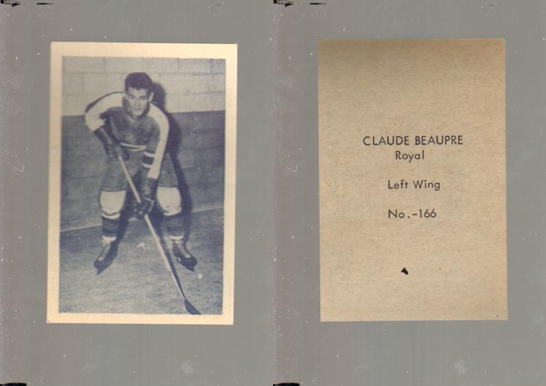 1952-53 OHL ANONYMOUS HOCKEY CARD #166 C. BEAUPRE photo 1952-53 OHL ANONYMOUS HOCKEY CARD #166 C. BEAUPRE photo