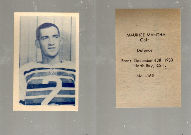 1952-53 OHL ANONYMOUS HOCKEY CARD #169 M. MANTHA photo 1952-53 OHL ANONYMOUS HOCKEY CARD #169 M. MANTHA photo