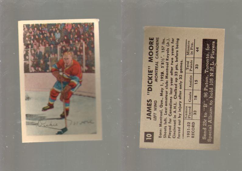 1952-53 PARKHURST HOCKEY CARD #10 D. MOORE photo 1952-53 PARKHURST HOCKEY CARD #10 D. MOORE photo