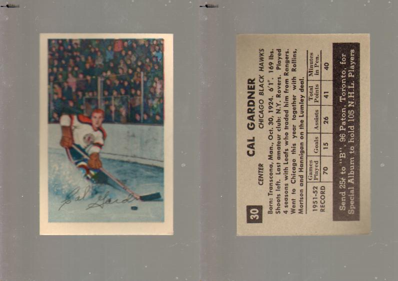 1952-53 PARKHURST HOCKEY CARD #30 C. GARDNER photo 1952-53 PARKHURST HOCKEY CARD #30 C. GARDNER photo