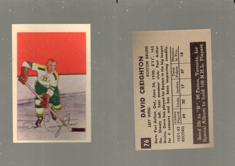 1952-53 PARKHURST HOCKEY CARD #76 D. CREIGHTON photo 1952-53 PARKHURST HOCKEY CARD #76 D. CREIGHTON photo