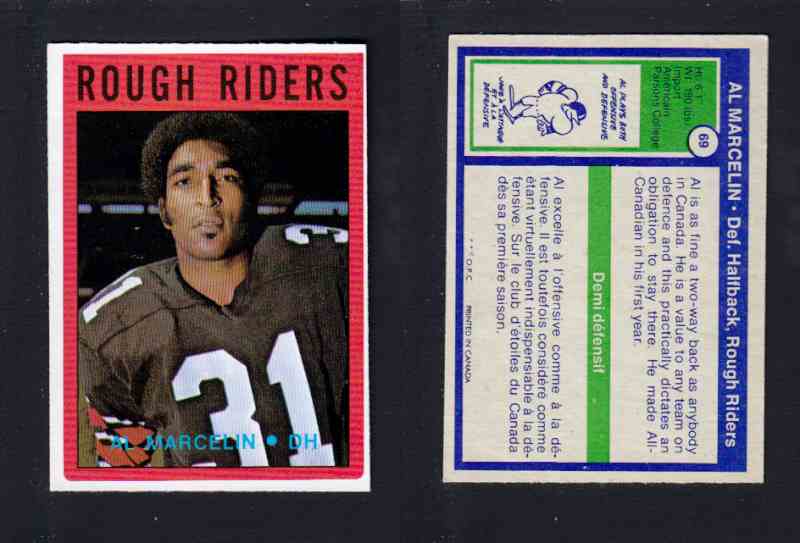 1972 CFL O-PEE-CHEE FOOTBALL CARD #69 AL. MARCELIN photo 1972 CFL O-PEE-CHEE FOOTBALL CARD #69 AL. MARCELIN photo