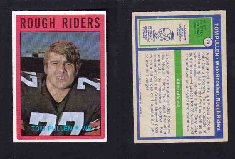 1972 CFL O-PEE-CHEE FOOTBALL CARD #70 T. PULLEN photo