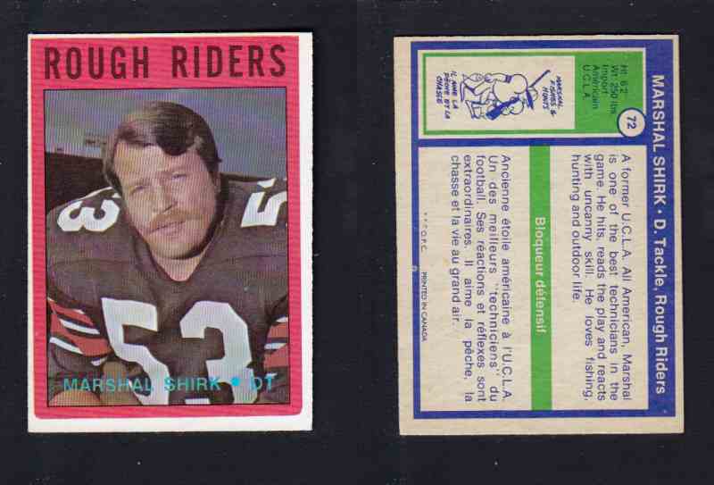 1972 CFL O-PEE-CHEE FOOTBALL CARD #72 M. SHIRK photo 1972 CFL O-PEE-CHEE FOOTBALL CARD #72 M. SHIRK photo