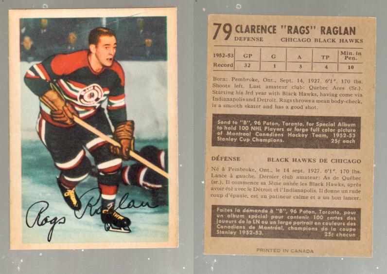 1953-54 PARKHURST HOCKEY CARD #79 C. RAGLAN photo 1953-54 PARKHURST HOCKEY CARD #79 C. RAGLAN photo