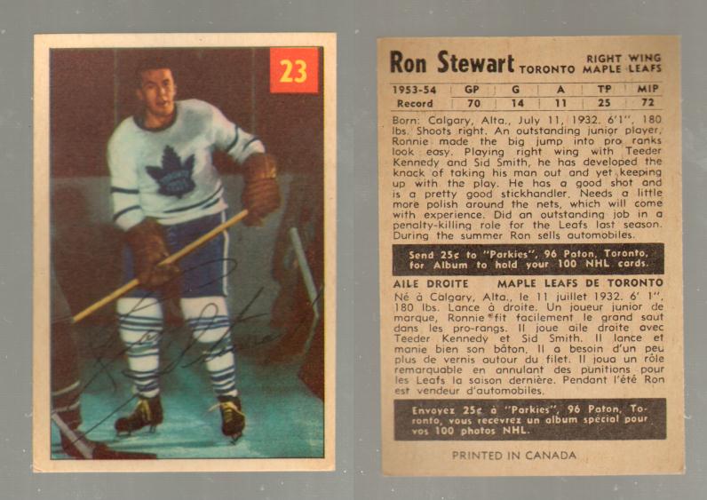 1954-55 PARKHURST HOCKEY CARD #23 R. STEWART photo 1954-55 PARKHURST HOCKEY CARD #23 R. STEWART photo
