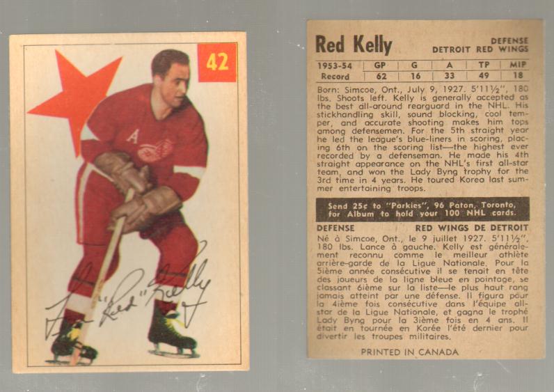 1954-55 PARKHURST HOCKEY CARD #42 R. KELLY photo 1954-55 PARKHURST HOCKEY CARD #42 R. KELLY photo