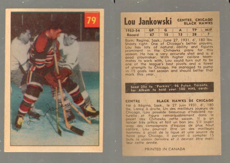1954-55 PARKHURST HOCKEY CARD #79 L. JANKOWSKI photo 1954-55 PARKHURST HOCKEY CARD #79 L. JANKOWSKI photo