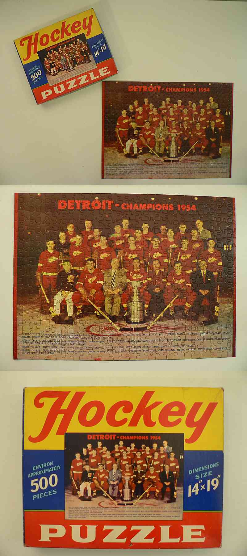 1954 DISPENSACO DETROIT RED WING PUZZLE & BOX photo