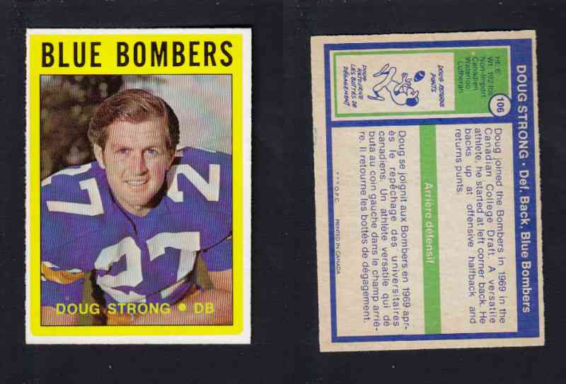 1972 CFL O-PEE-CHEE FOOTBALL CARD #106 D. STRONG photo