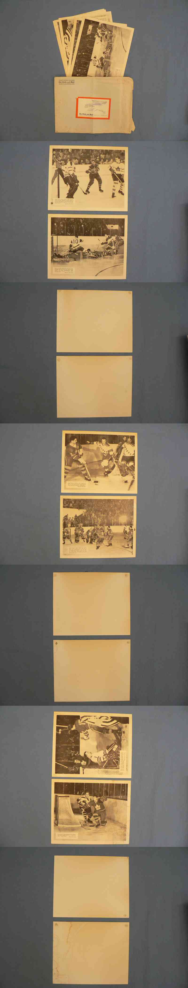 1963 GLOBE AND WAIL TORONTO MAPLE LEAFS PHOTO LOT OF 7 & ENVELOPE photo 1963 GLOBE AND WAIL TORONTO MAPLE LEAFS PHOTO LOT OF 7 & ENVELOPE photo