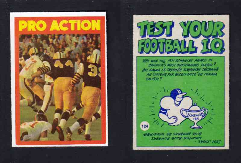 1972 CFL O-PEE-CHEE FOOTBALL CARD #124 PRO ACTION photo 1972 CFL O-PEE-CHEE FOOTBALL CARD #124 PRO ACTION photo