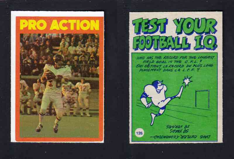 1972 CFL O-PEE-CHEE FOOTBALL CARD #126 PRO ACTION photo 1972 CFL O-PEE-CHEE FOOTBALL CARD #126 PRO ACTION photo