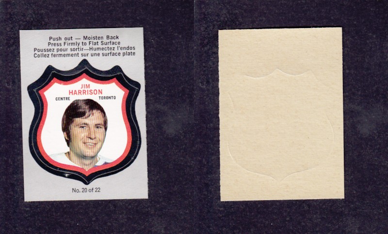 1972-73 O-P-C PLAYER CREST J. HARRISON #20 photo 1972-73 O-P-C PLAYER CREST J. HARRISON #20 photo
