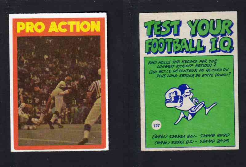 1972 CFL O-PEE-CHEE FOOTBALL CARD #127 PRO ACTION photo 1972 CFL O-PEE-CHEE FOOTBALL CARD #127 PRO ACTION photo