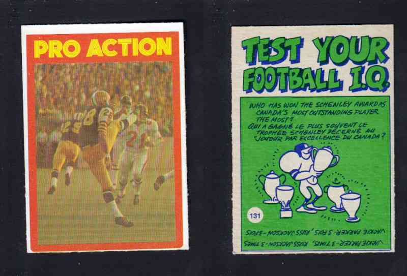 1972 CFL O-PEE-CHEE FOOTBALL CARD #131 PRO ACTION photo 1972 CFL O-PEE-CHEE FOOTBALL CARD #131 PRO ACTION photo