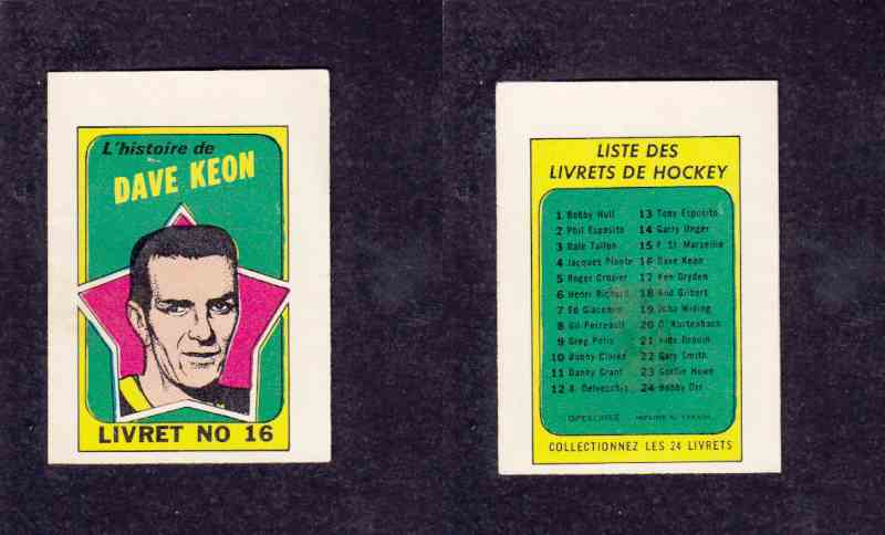 1971-72 O-P-C STORY BOOKLET FRENCH D. KEON #16 photo 1971-72 O-P-C STORY BOOKLET FRENCH D. KEON #16 photo