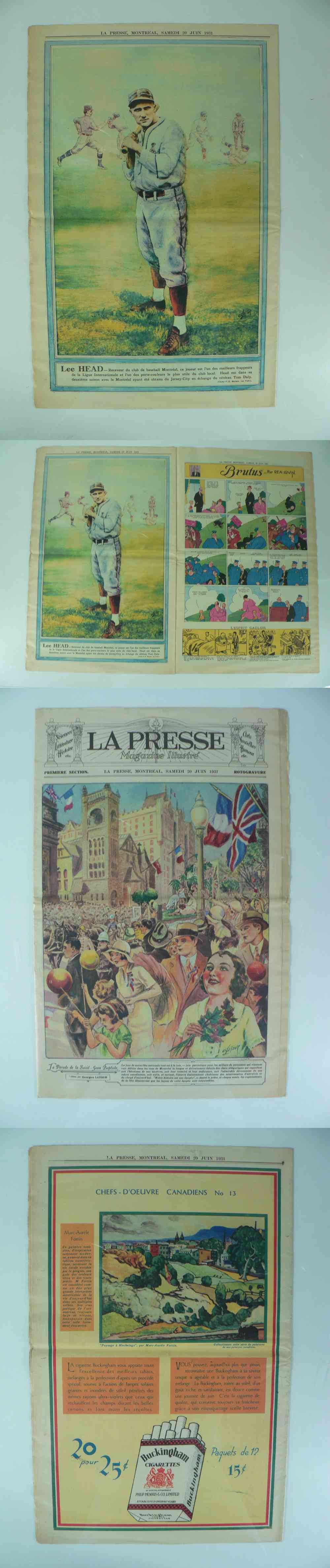 1931 LA PRESSE FULL NEWSPAPER INSIDE PHOTO L. HEAD photo