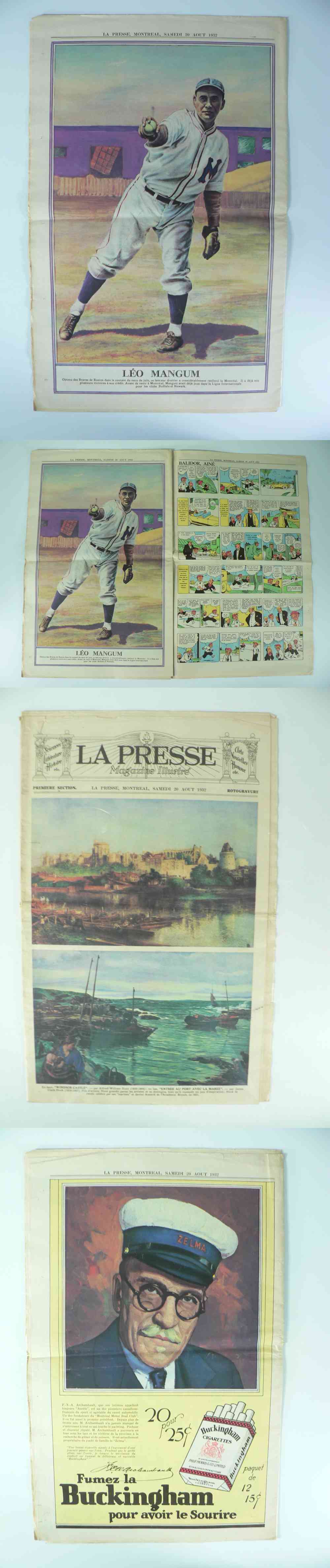 1932 LA PRESSE FULL NEWSPAPER INSIDE PHOTO L. MANGUM photo