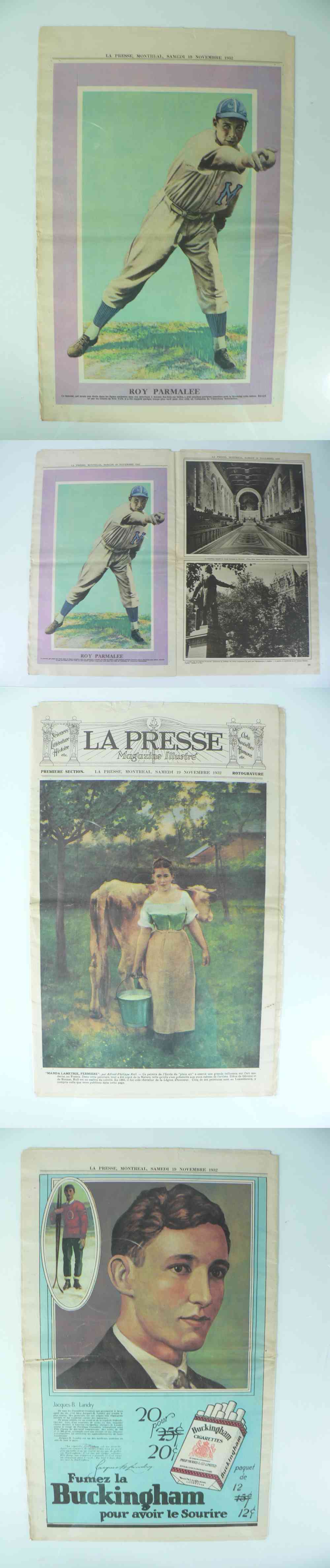 1932 LA PRESSE FULL NEWSPAPER INSIDE PHOTO R. PARMALEE photo