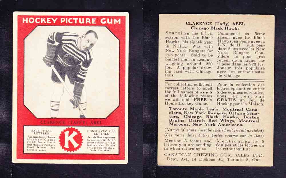 CS48840075 193334 CANADIAN CHEWING GUM HOCKEY CARD C. ABEL