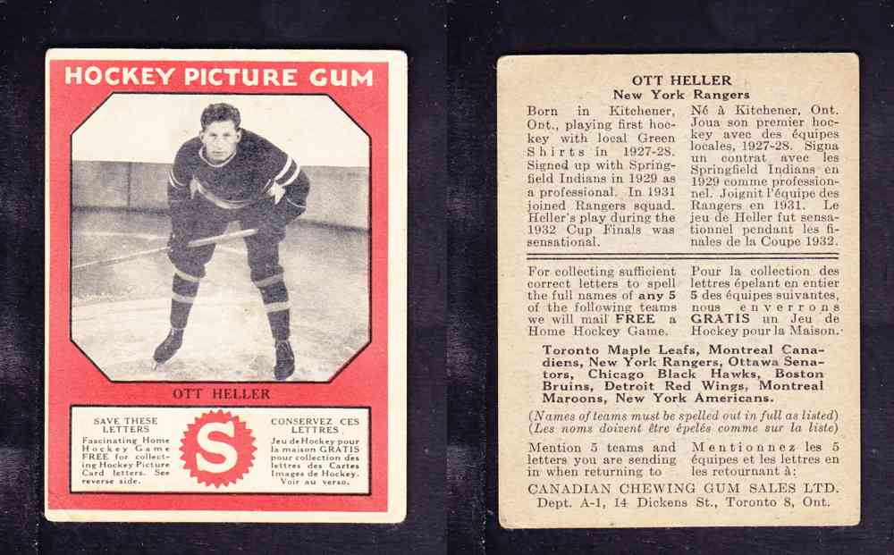 1933-34 CANADIAN CHEWING GUM HOCKEY CARD O. HELLER photo 1933-34 CANADIAN CHEWING GUM HOCKEY CARD O. HELLER photo