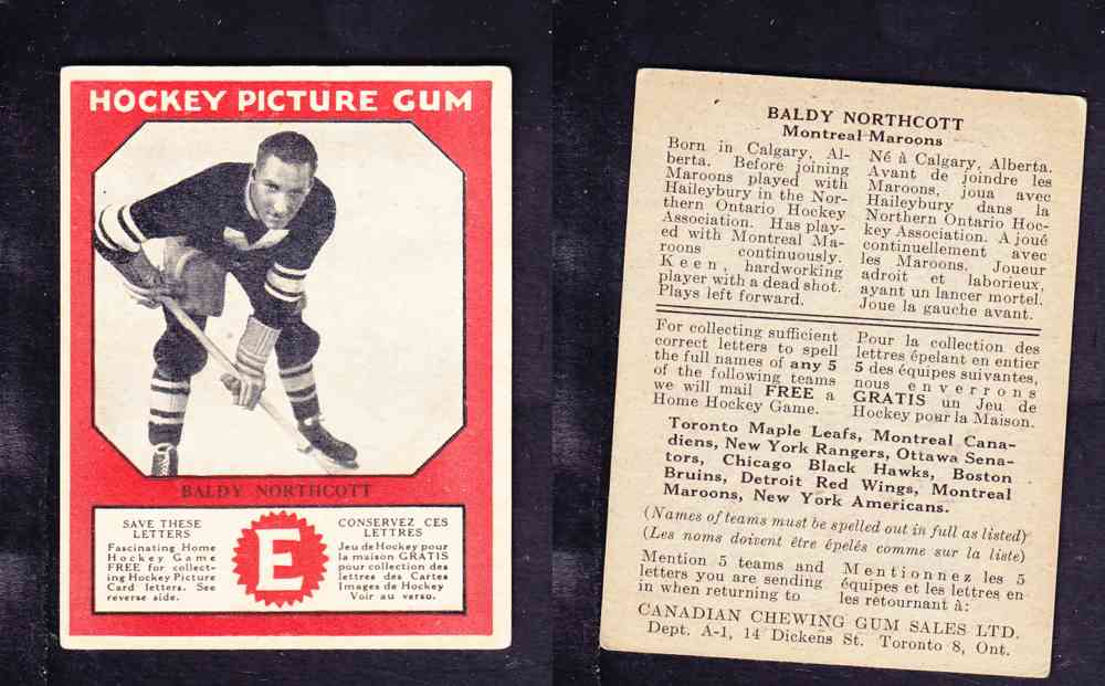 1933-34 CANADIAN CHEWING GUM HOCKEY CARD B. NORTHCOTT photo 1933-34 CANADIAN CHEWING GUM HOCKEY CARD B. NORTHCOTT photo