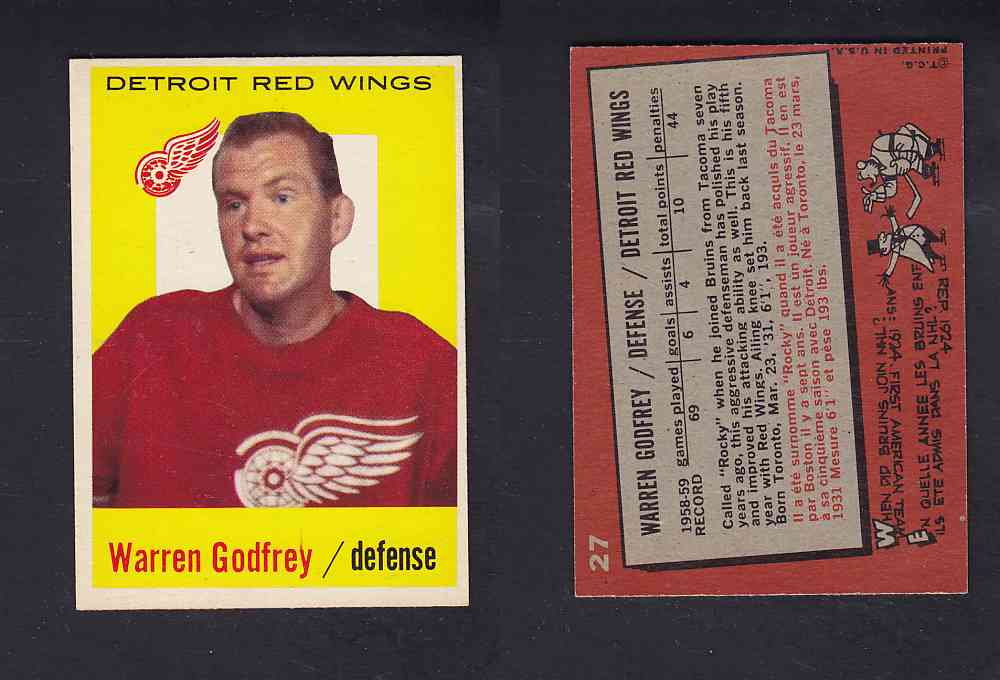 1959-60 TOPPS HOCKEY CARD #27 W. GODFREY photo 1959-60 TOPPS HOCKEY CARD #27 W. GODFREY photo